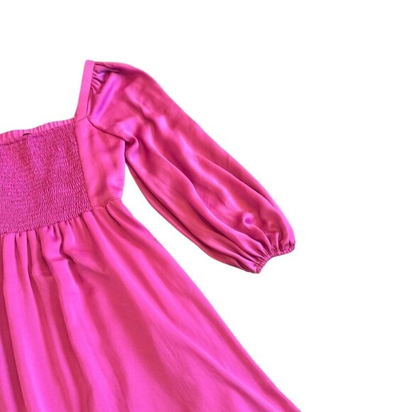 Kobi Halperin Stavy Pleated Smocked Mini Dress Satin Square Neck Size Small - Picture 13 of 14